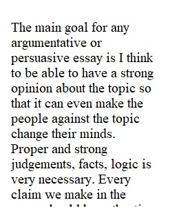 Goals for Argumentative essay